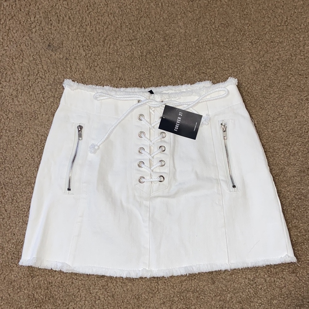 Forever 21 White Lace Up Skirt